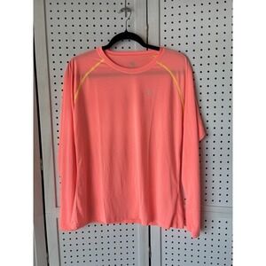 Spring Season Long SLV Neon Orange Base Layer Running Shirt Tee Women's Lg